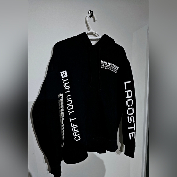 Lacoste LIVE x Minecraft Men's Black Graphic Print Loose Fit Hoodie - Size L - Picture 3 of 11